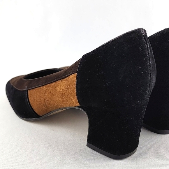 Tender Tootsies Pilar-2 Colourblock Heeled Pump Black Tan Brown Size 6W - Picture 5 of 14